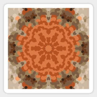 Retro Mandala Flower Orange and Tan Sticker